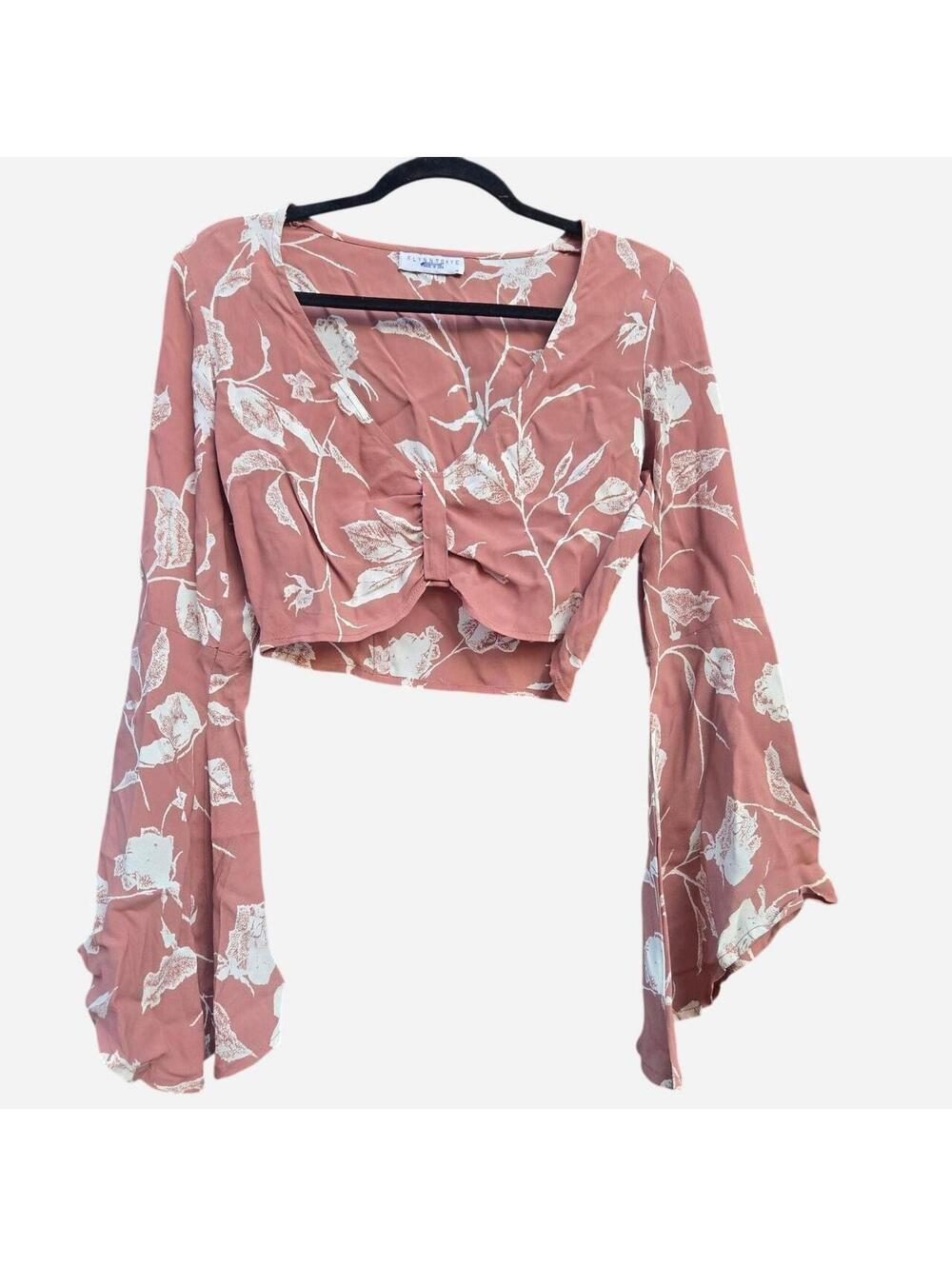 Flynn Skye Floral Print Bell Sleeve Crop Top